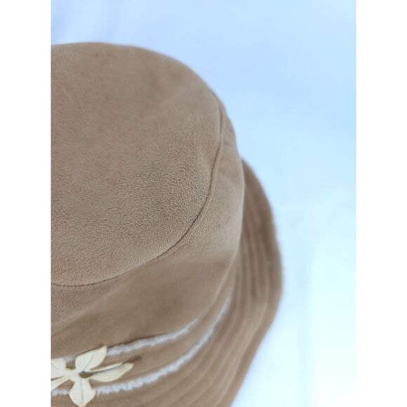 Y2K Styled Faux Suede Shred Alert Bucket Hat Wired Brim Hibiscus Flower - Picture 8 of 14